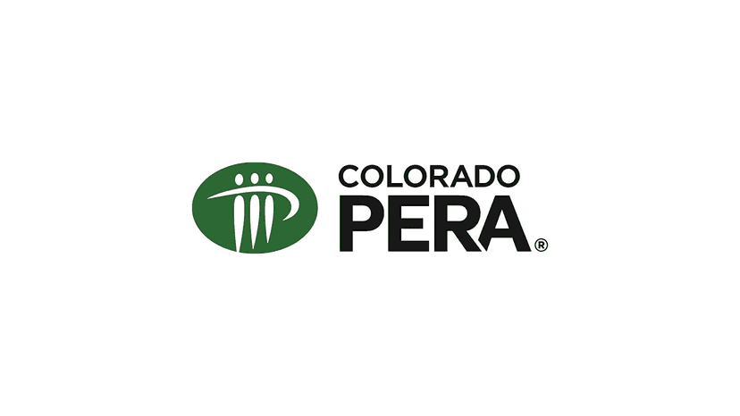Logo of Colorado PERA featuring a green oval with three stylized figures and black text reading "Colorado PERA."