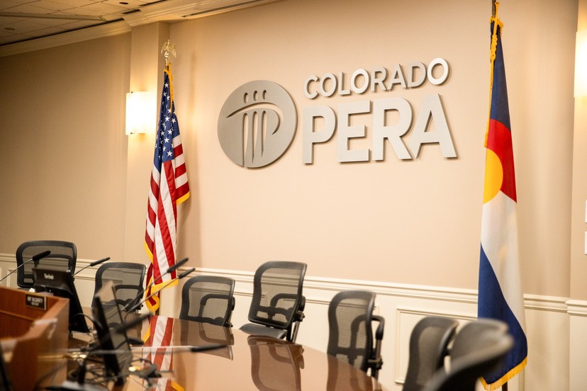 Empty chairs in the Colorado PERA Board Room.